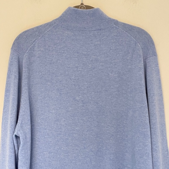 Tom James Men’s 100% Cashmere Sweater Blue 1/4 Quarter Zip Mock Neck Pullover L - Picture 5 of 11